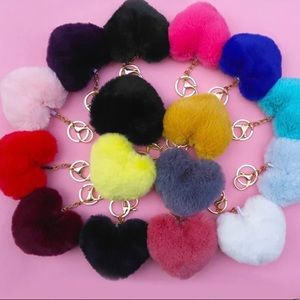 Soft Solid Colored Heart Keychain/Attachable Hook
